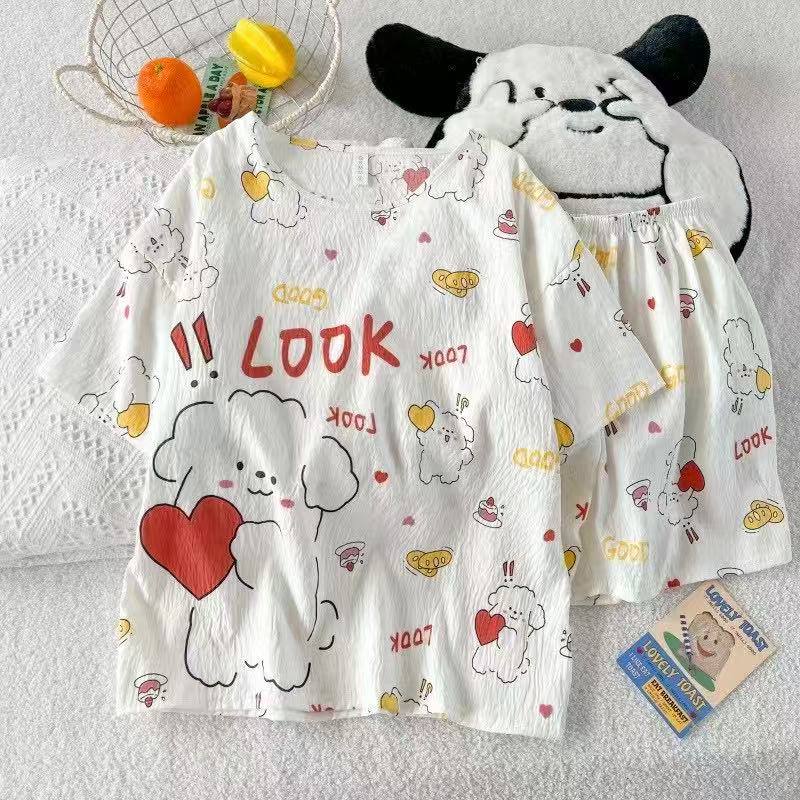 ست تی شرت شلوارک نخ موسلین کد : 2935