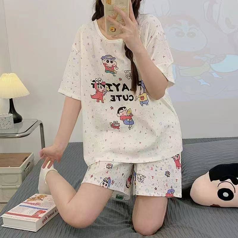 ست تی شرت شلوارک نخ موسلین کد : 2942