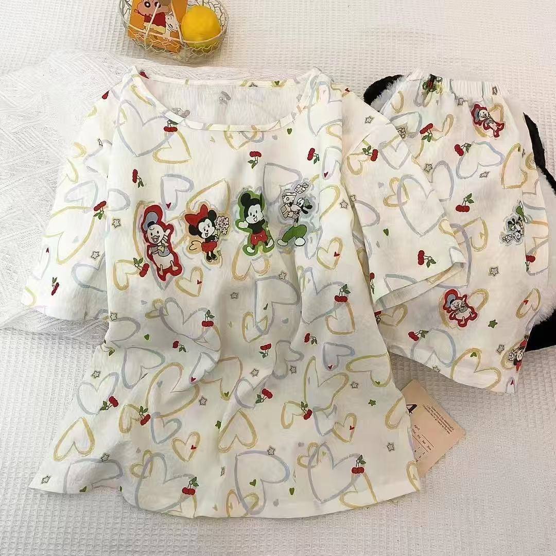 ست تی شرت شلوارک نخ موسلین کد : 2940